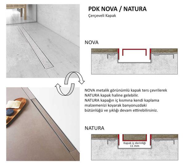 Evimetal Nova Natura Duş Kanalı Seti 40 cm Satine PDK.1050.40.1.S.I