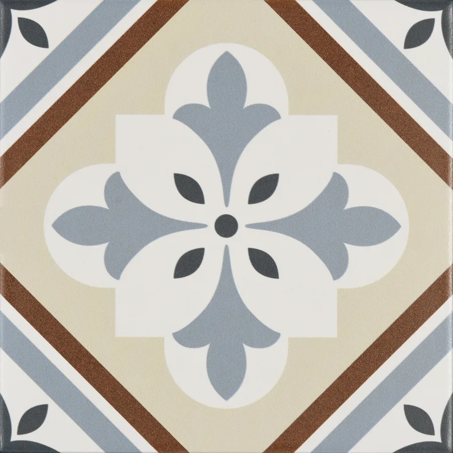 Seranit Orleans 20x20 Mat Bej Mavi Porselen Karo